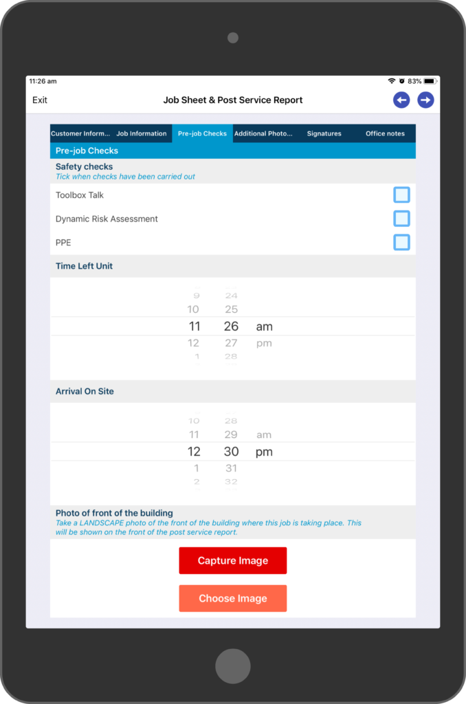 The Ventsys app running on a tablet