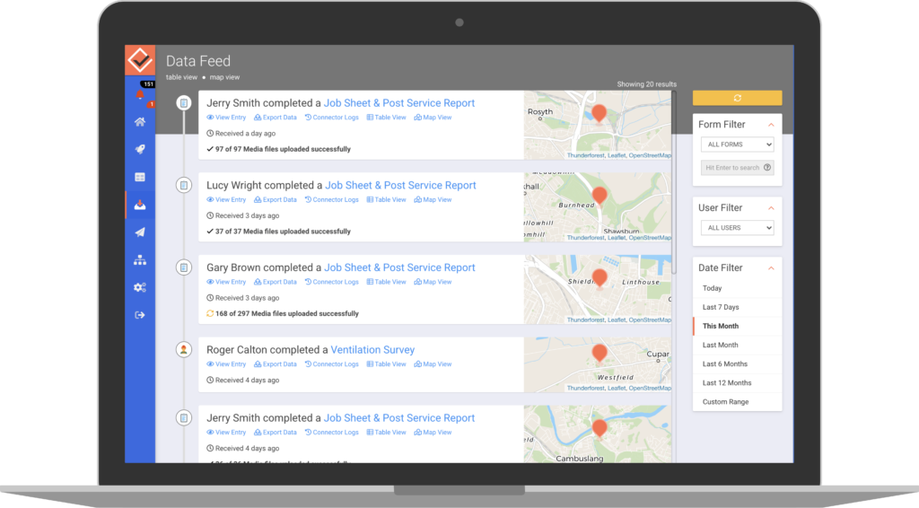 The Ventsys web portal open on a laptop